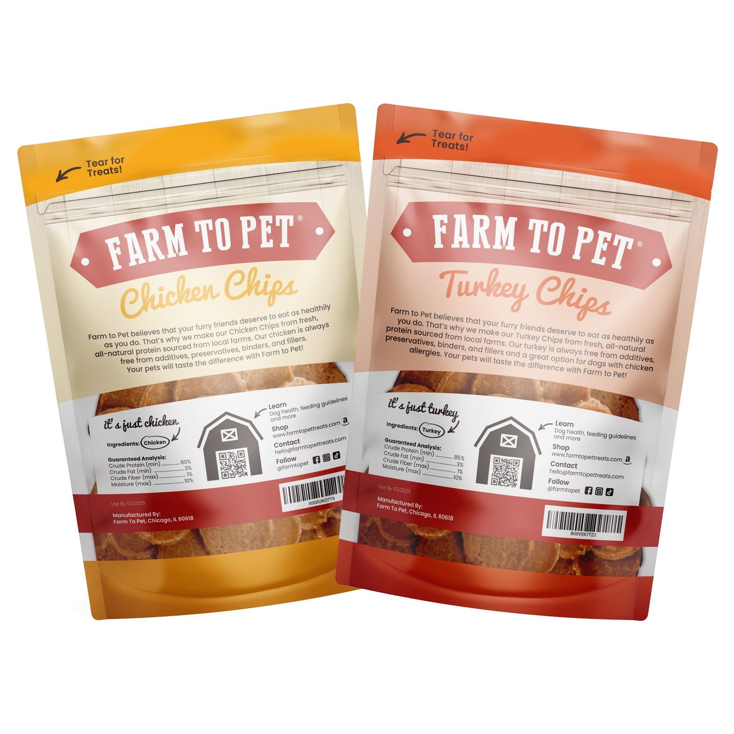 Chicken & Turkey Dog Treat Bundles Chips Farm To Pet