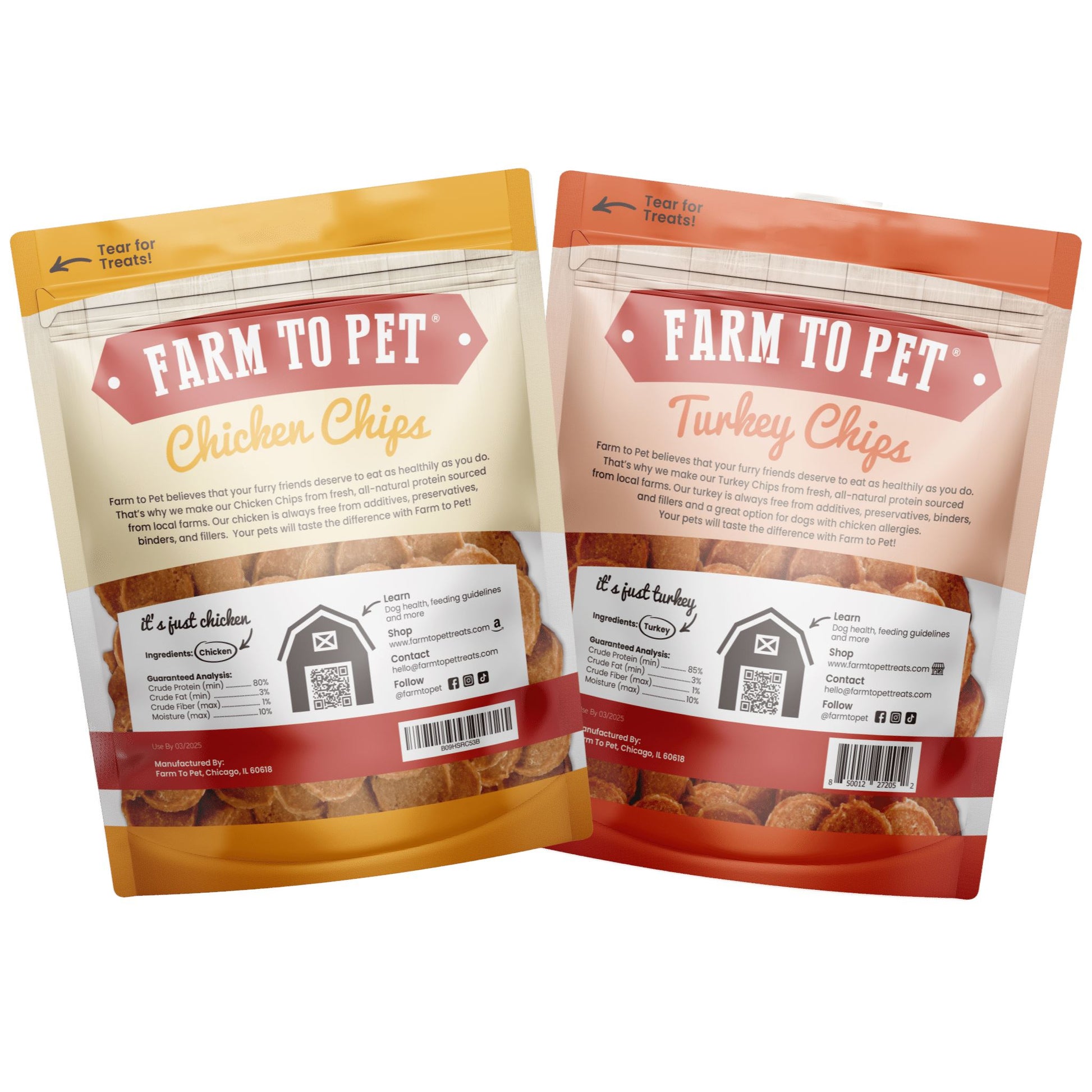 Chicken & Turkey Dog Treat Bundles Chips Farm To Pet 