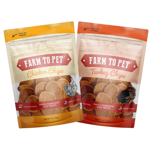 Chicken & Turkey Dog Treat Bundles Chips Farm To Pet Standard 4oz Chicken & Turkey Bundle 